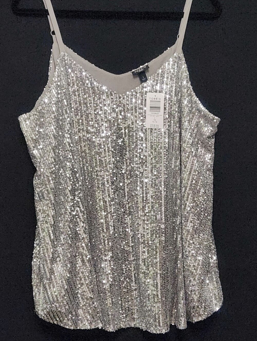 Torrid Silver Sequin Spaghetti-Strap Cami Top